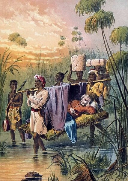 David Livingstone (1813-1873) Scottish missionary and African explorer being carried