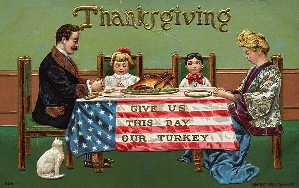 Give Us This Day Our Turkey Postcard. ca. 1908, Give Us This Day Our Turkey Postcard