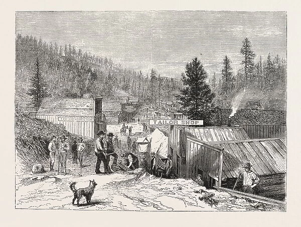 Deadwood City, Black Hills, the Sioux War, , Engraving 1876, Us, Usa, America, United