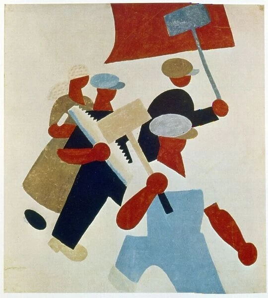 The Demonstration. Workers march. Poster. Soviet Russia, 1920