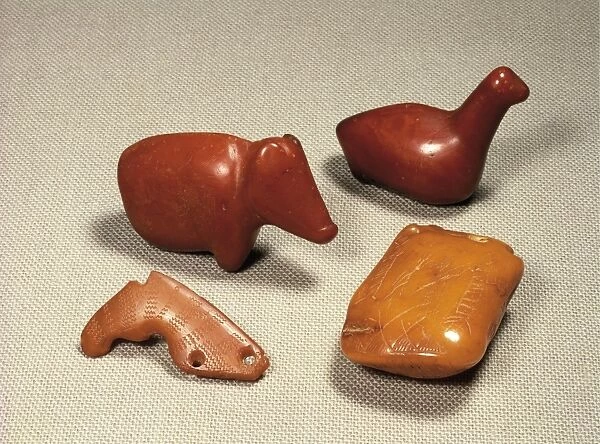 Denmark, Copenhagen, animal shaped amber figurines