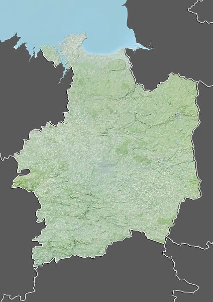 Departement of Ille-et-Vilaine, France, Relief Map