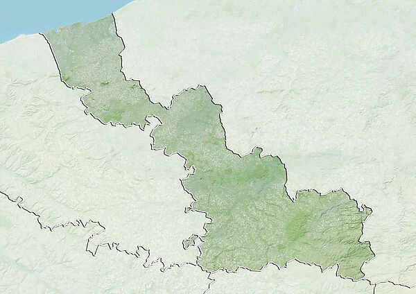 Departement of Nord, France, Relief Map