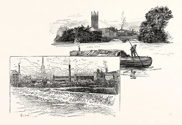 Derby, from St. Marys Bridge (Bottom) and from the Long Bridge (Top), Uk. a City in England