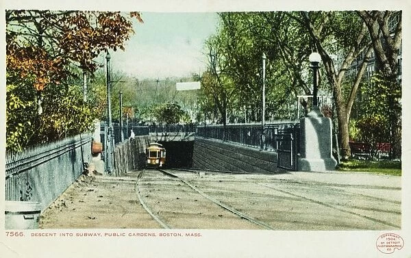 Descent into Subway, Public Gardens, Boston, Mass. Postcard. 1904, Descent into Subway, Public Gardens, Boston, Mass. Postcard