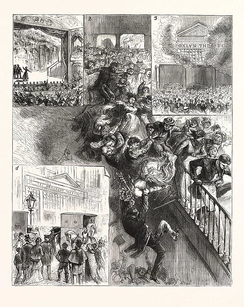 Destruction of the Brooklyn Theatre by Fire, Engraving 1876, Us, Usa, America, United