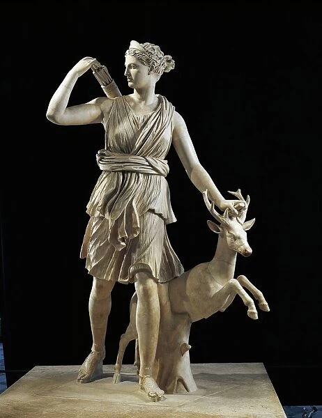 Diana of Versailles, marble statue of Artemis with deer
