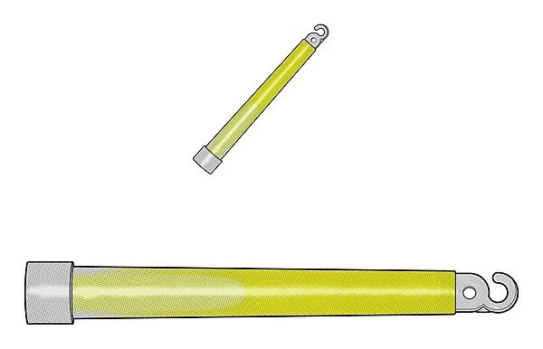 Digital illustration of chemical lightsticks filled with luminous cyalume