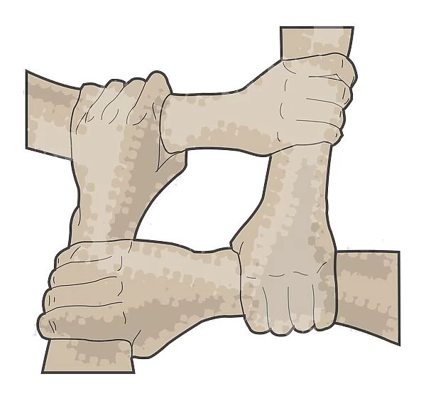 Digital illustration of hands forming two person seat