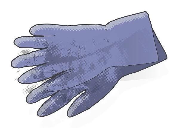 Digital illustration of pair of disposable nitrite gloves