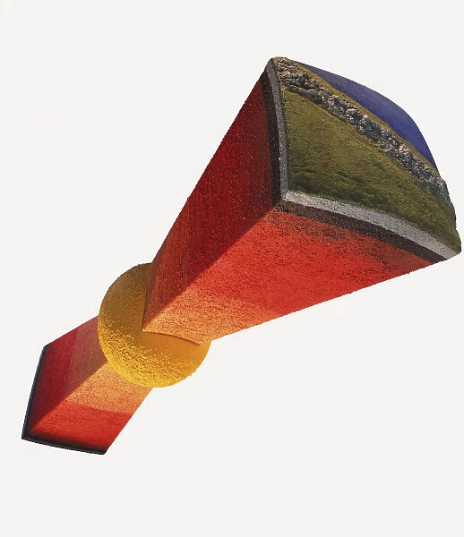 Three dimensional model showing inside of the Earth from crust to core