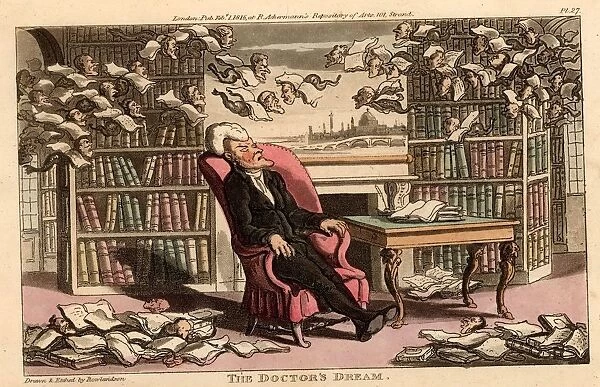 Dr Syntax, having spent the evening in My Lords library, dreaming he is in the Strand