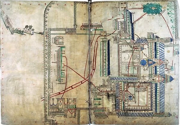 Eadwine Psalter c. 1150-1160. Ground plan of Canterbury Cathedral. Trinity College Library