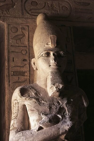 Egypt. Nubia, Abu Simbel, Great Temple of Ramses II, interior, detail of a colossal statue, New Kingdom, Dynasty XIX