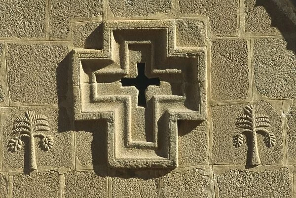 Egypt, Sinai Pennisula, South Sinai Governorate, Saint Katherine, St Catherines Monastery, detail of church facade with cross