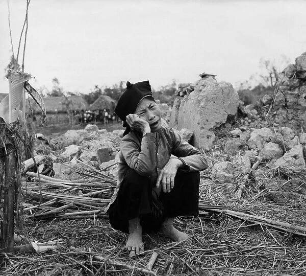An elderly resident of phuc loc, a village near haiphong, weeping after the americans bombed it on april 16, 1972, north vietnam