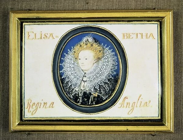 Elizabeth I (1533-1603) Queen of England and Ireland from 1558. Miniature by Nicholas Hilliard