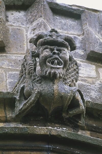 England, Gloucestershire, Winchcombe Church, an animal god, carved from stone, which represented qualities such as strength in pagan times