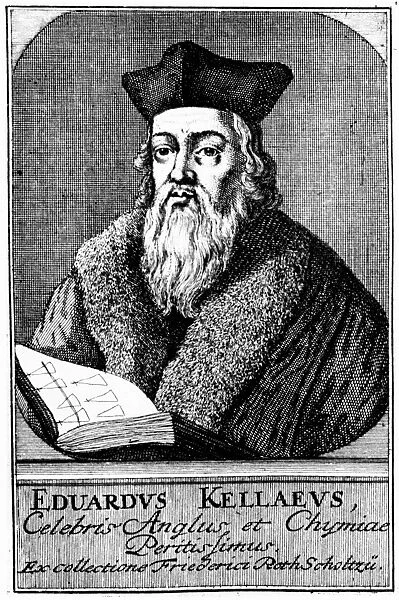 Engraving of Edward Kelley - English astrologer