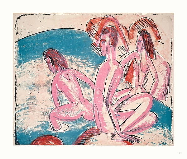 Ernst Ludwig Kirchner, Three Bathers By Stones (drei Badende An Steinen), German, 1880 1938, 1913
