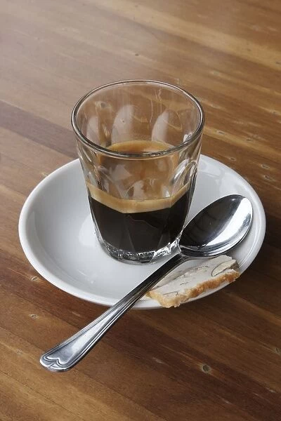 Espresso coffee with spoon