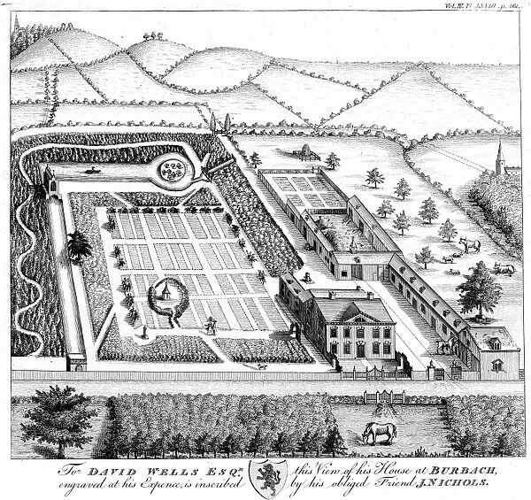 Estate of David Wells, Burbage, Leicestershire, England showing house and garden