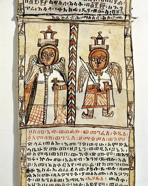 Ethiopia, two angels holding swords, from Arab manuscript
