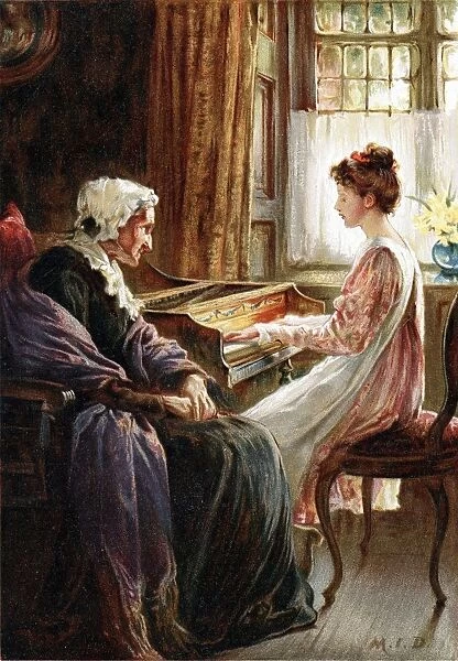 Their Evening Hymn. Chromolithograph after painting by the English artist Margaret Isabel Dicksee