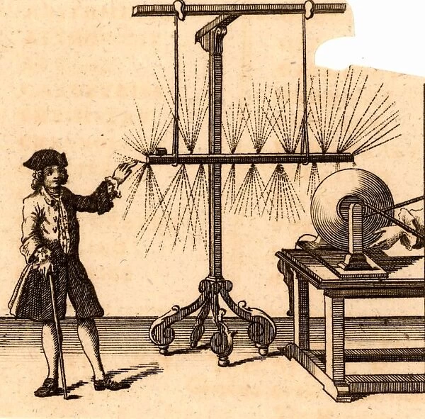 Experiment with static electricity by Jean-Antoine Nollet (1700-1770) French physicist and cleric