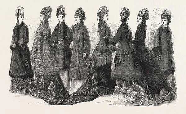 Fashion, Ladies Costumes for Autumn and Winter, Engraving 1876, Uk, Britain, British