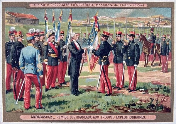 First Franco-Hova War 1883-1886: Presentation of the flag to the French Expeditionary Force