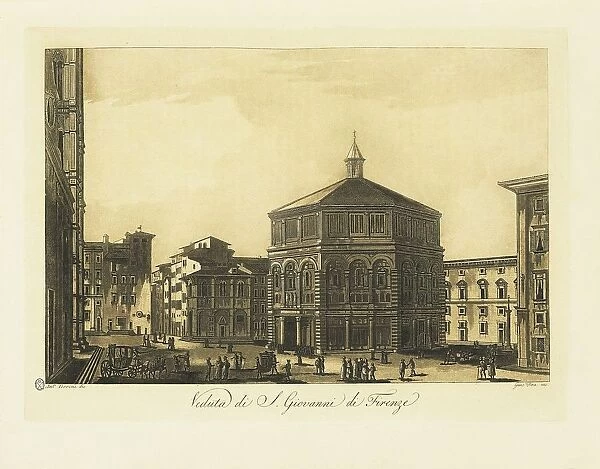Florence, San Giovanni Baptistery, by Giuseppe Pera from drawing by Antonio Terreni, 1801, aquatint