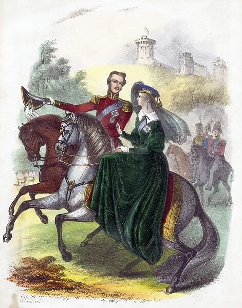 of Fortune - Noblet Tarot, 1d Prince Albert riding in Windsor Park when young. Hand-coloured