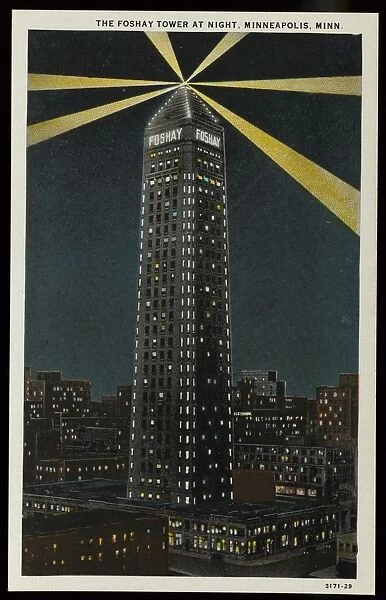 Foshay Tower at Night. ca. 1929, Minneapolis, Minnesota, USA, THE FOSHAY TOWER AT NIGHT, MINNEAPOLIS, MINN