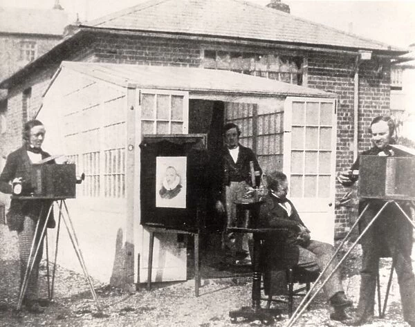 Fox Talbot, right, outside his photographic studio c1848. William Henry Fox Talbot