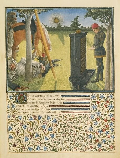 France, Dawn at the Fountain of Fortune, miniature from Livre du Coeur d Amour Espris by Rene of Anjou (1409-1480), also known as Good King Rene, 1457