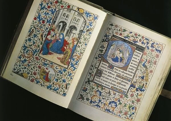 France, The descent of the Holy Spirit, miniature from the Breviary of Marie de Bourgogne, facsimile