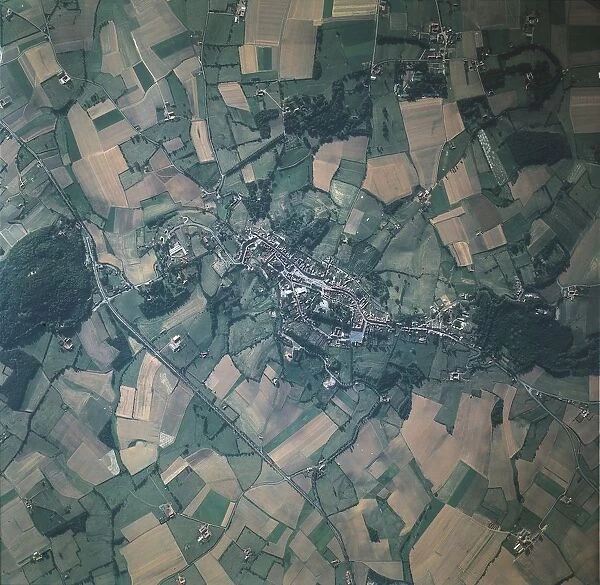 France, Flanders, Nord-Pas-de-Calais, Aerial view of cultivated lands
