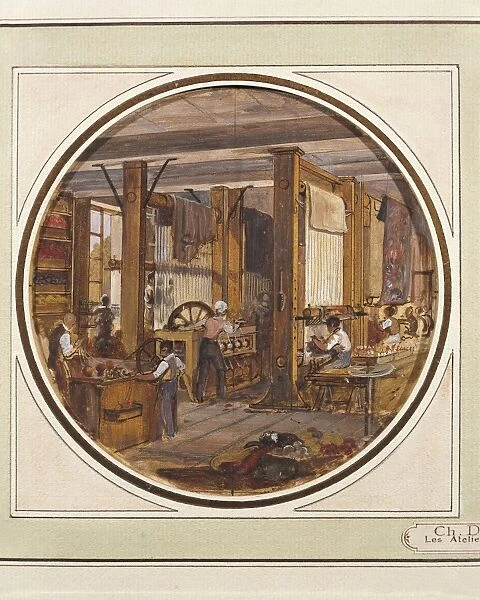France, The gobelins tapestry manufactory by Charles Develly (1783-1849), watercolor, 1840