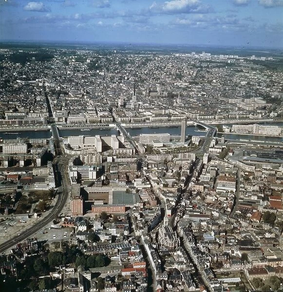 France, High Normandy, Aerial view of Rouen
