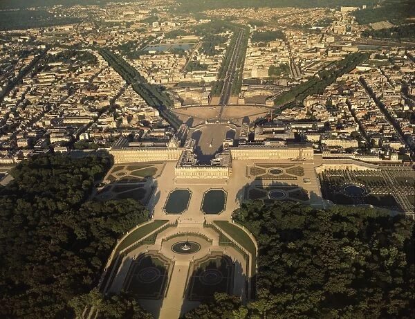 France, Ile de France, Aerial view of Palace of Versailles