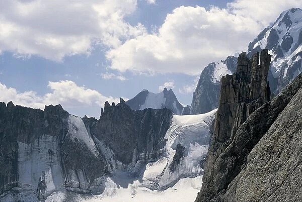 France, Mont Blanc Massif, Le Trident with Col de la Fourche in background