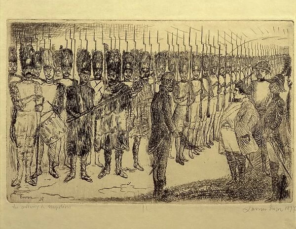 France, Napoleons Farewell by James Ensor (1860-1949), etching, 1897