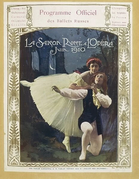 France, Paris, Ballets Russes: Tamara Platonovna Karsavina and Waslaw Nijinsky performing the Sylphide