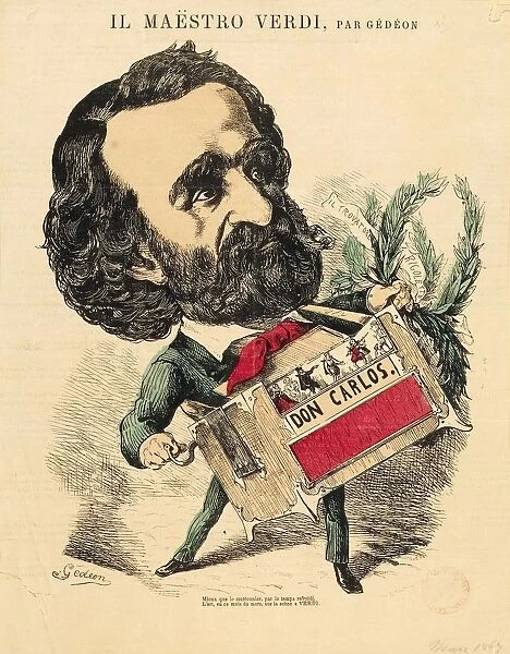 France, Paris, Caricatural portrait of Giuseppe Verdi