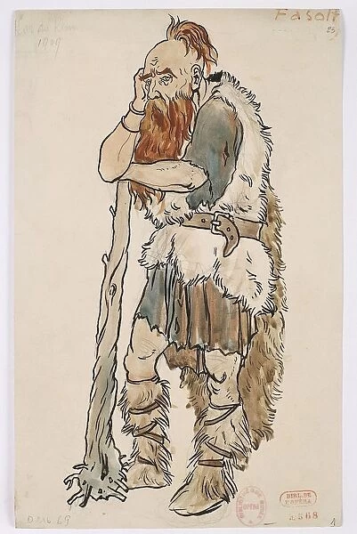 France, Paris, Costume sketch for Fasolt in The Ring of the Nibelung - The Rhinegold by Richard Wagner for the performance at Paris Opera