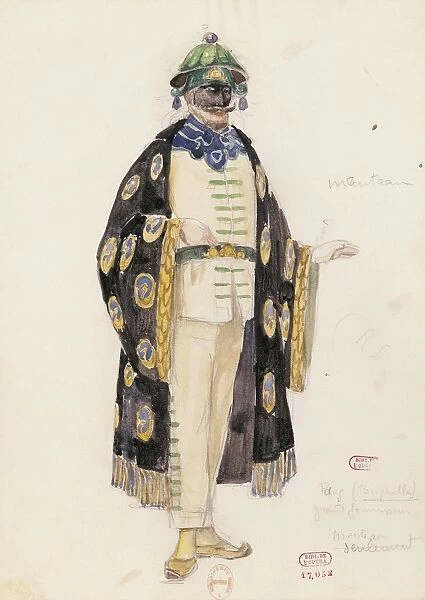France, Paris, Costume sketch for Pang in opera Turndot by Giacomo Puccini (1858-1924), performance at Paris Opera Garnier, April 2, 1928