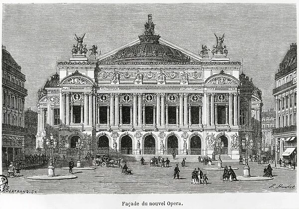 France, Paris, The facade of the new Opera, designed by Charles Garnier (1825-1898), 1875