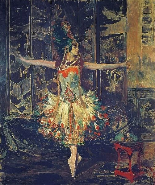 France, Paris, painting of The Russian dancer Tamara Karsavina in The Firebird by Igor Stravinsky
