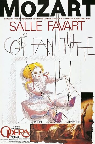 France, Paris, poster for performance Thus Do They All, or The School For Lovers, at Paris Opera, Salle Favart